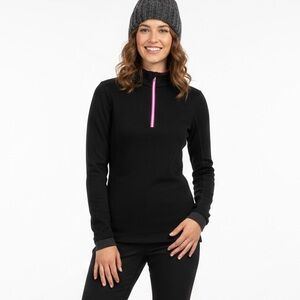 Decathalon WED’ZE Wool Blend Black 1/2 Zip Base Layer Thermal Winter Top XXS